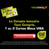 MONABANQ : Compte tout compris à 6 euros par mois avec 1 ou 2 Cartes Bleue VISA