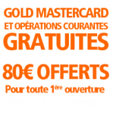 Carte Gold MasterCard et les opérations courantes GRATUITES + 80 € offerts chez ING Direct