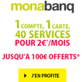 1 compte + 1 carte + 40 services pour 2€ par mois et 100€ offerts !