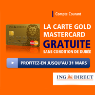 ING DIRECT : Ouverture de Compte sans frais + 50 euros offerts + la Gold Mastercard gratuite