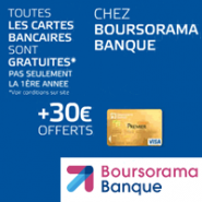 Prime de 30€ + la carte bancaire gratuite pour toute ouverture d’un compte Essentiel+ Boursorama Banque